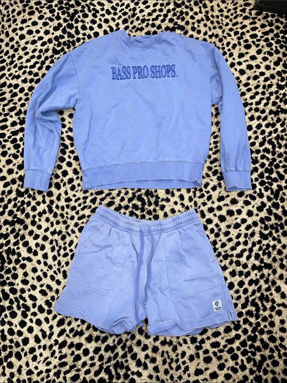 Vintage Bass Pro Shops Lavender Crewneck Sweatshirt and Lounge Shorts set